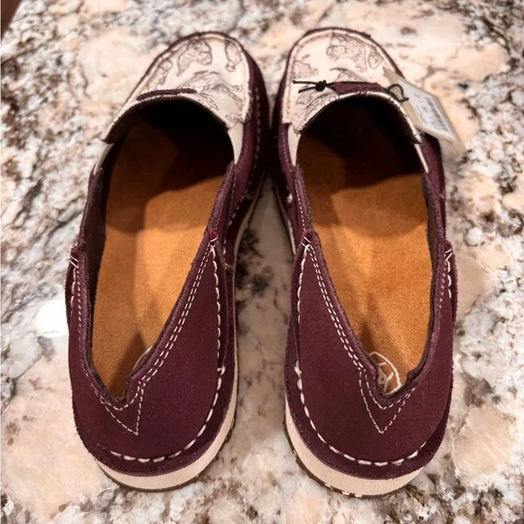 Ariat Burgundy & Cream Chicken-Print Slip-Ons - Picture 3 of 4